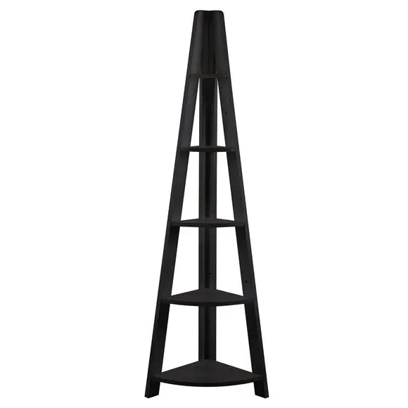 Corner Ladder Shelving Unit - Black, Wood image