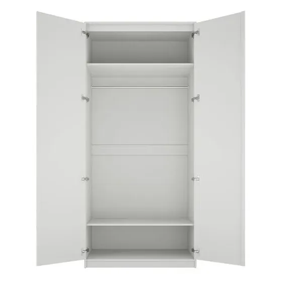 Double Wardrobe Shaker Style - White, Wood