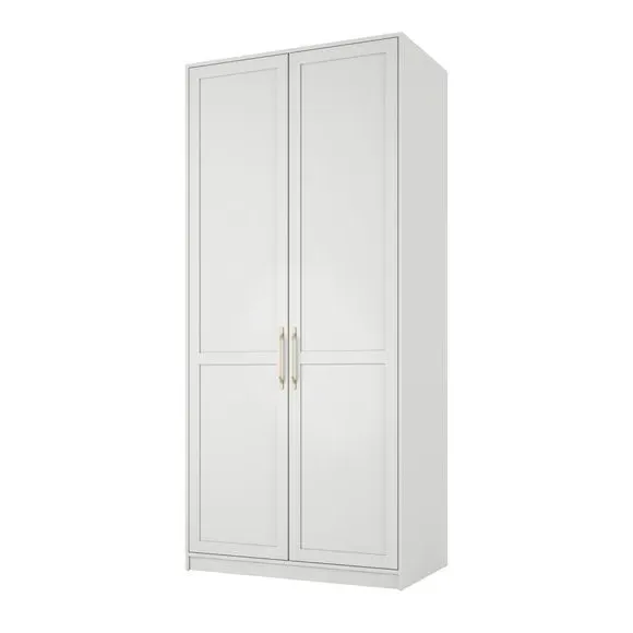 Double Wardrobe Shaker Style - White, Wood