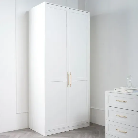 Double Wardrobe Shaker Style - White, Wood image