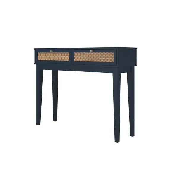 Dressing Table with Gold Handles - Blue, Rattan