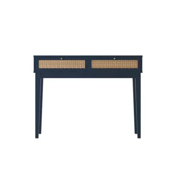 Dressing Table with Gold Handles - Blue, Rattan image
