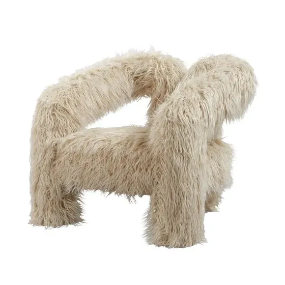 Extra-Large Accent Chair - Ivory, Faux Fur