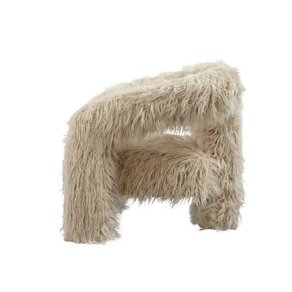 Extra-Large Accent Chair - Ivory, Faux Fur