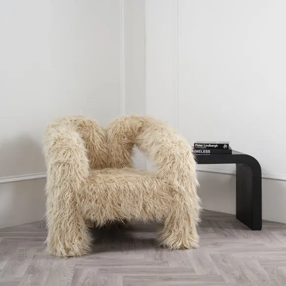 Extra-Large Accent Chair - Ivory, Faux Fur