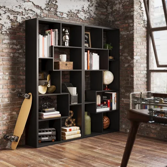Freestanding Shelving Unit - Black, Woodgrain image