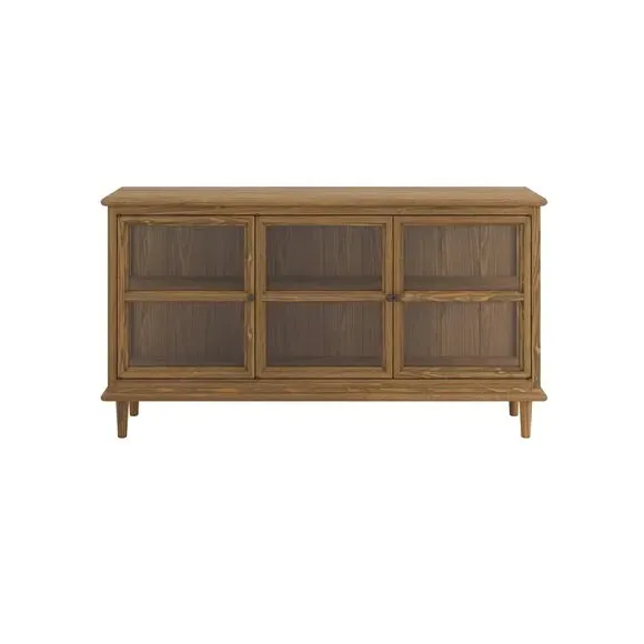 3 Door Sideboard with Glass Front - Smoked