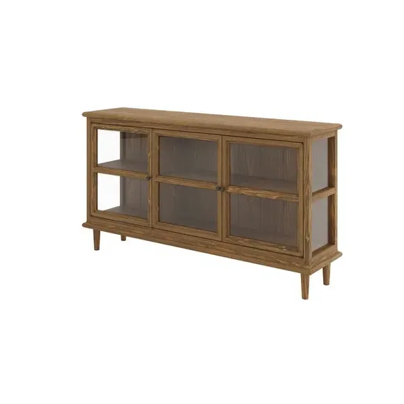 3 Door Sideboard with Glass Front - Smoked