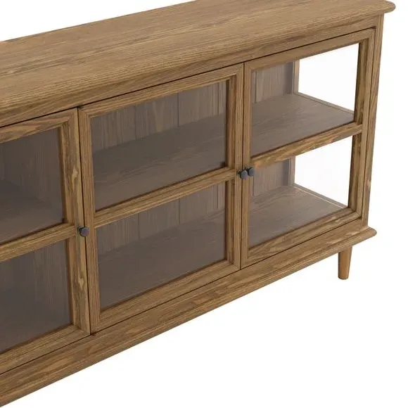 3 Door Sideboard with Glass Front - Smoked