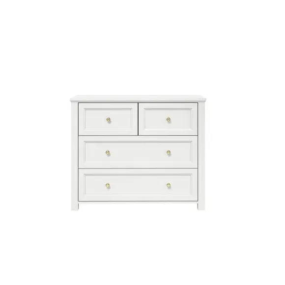 4-Drawer Chest with Brass Handles - White
