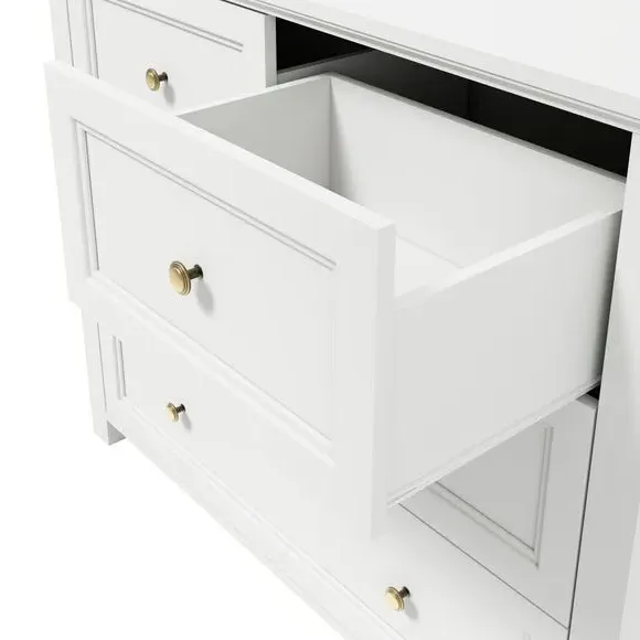 4-Drawer Chest with Brass Handles - White