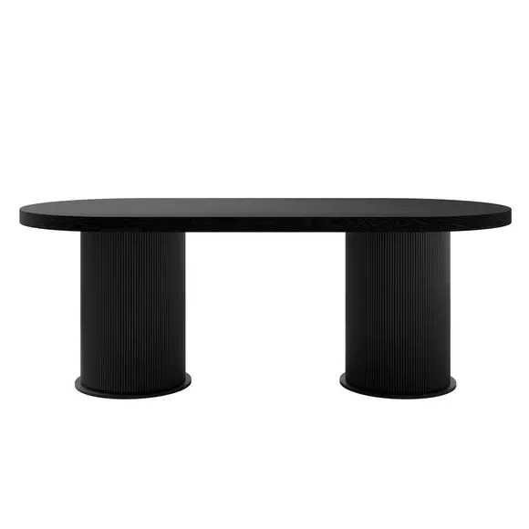6-Seater Dining Table - Black, Engineered Wood