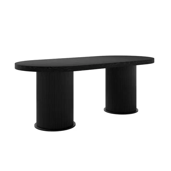 6-Seater Dining Table - Black, Engineered Wood