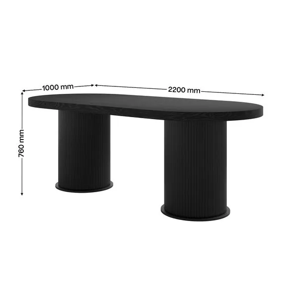 6-Seater Dining Table - Black, Engineered Wood