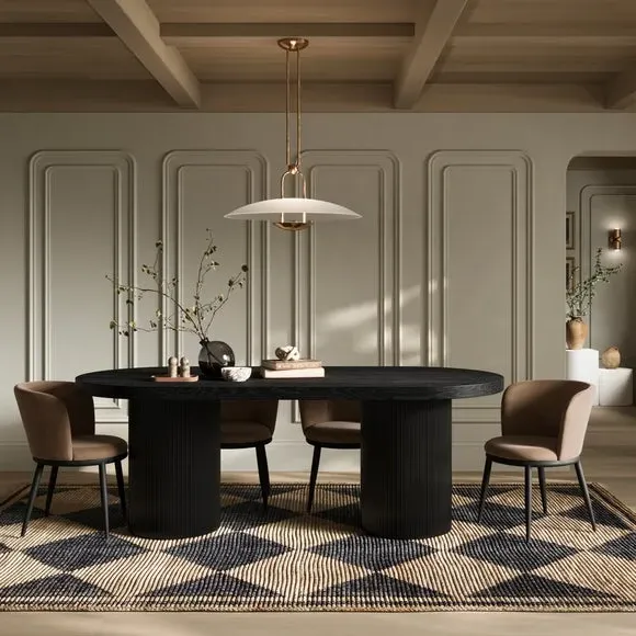 6-Seater Dining Table - Black, Engineered Wood image