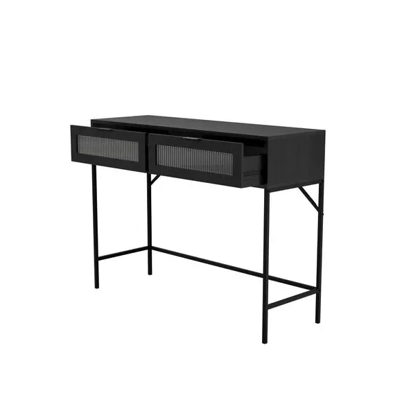 Console Table with 2 Drawers - Black, Glass