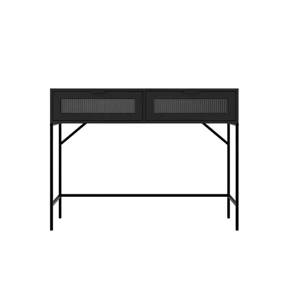 Console Table with 2 Drawers - Black, Glass image