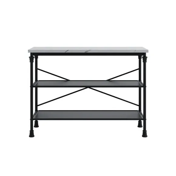 Console Table with Shelves - Black, Metal