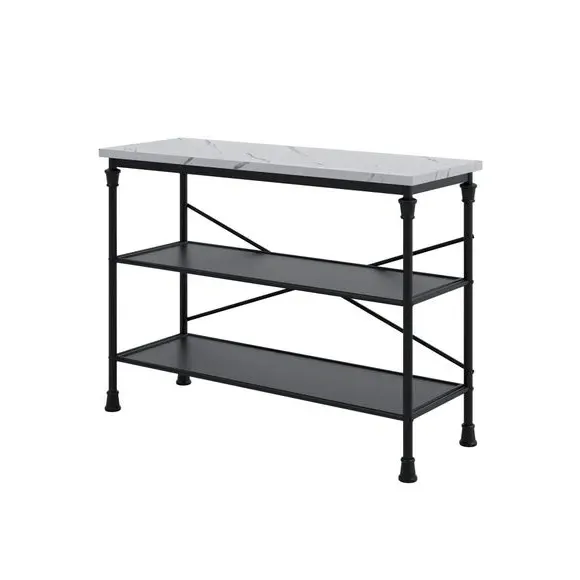 Console Table with Shelves - Black, Metal