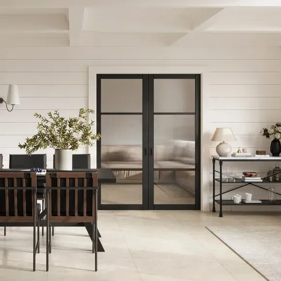 Console Table with Shelves - Black, Metal