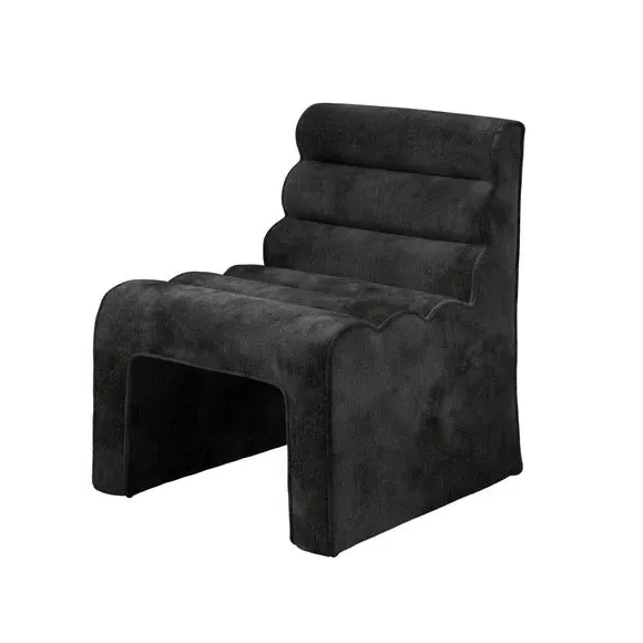 Contoured Accent Chair with Ribbed Design - Black