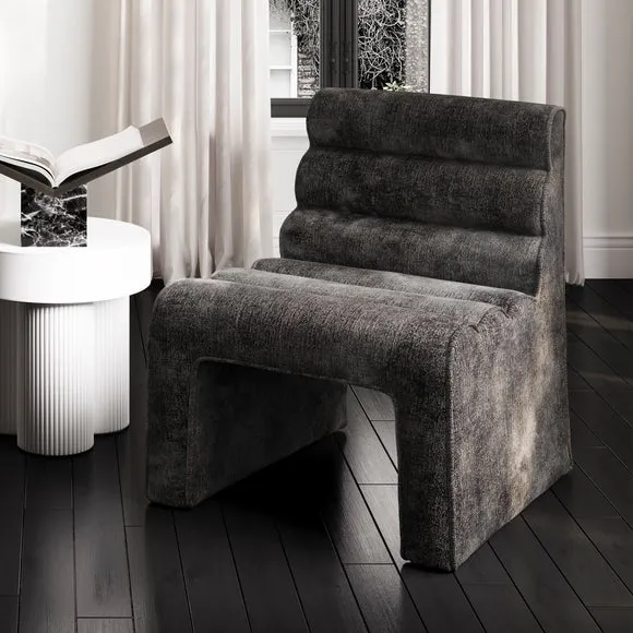 Contoured Accent Chair with Ribbed Design - Black image
