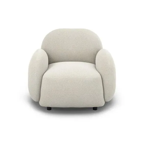 Curved Occasional Armchair - Bone, Fabric