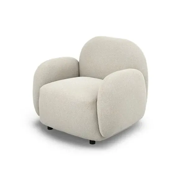 Curved Occasional Armchair - Bone, Fabric