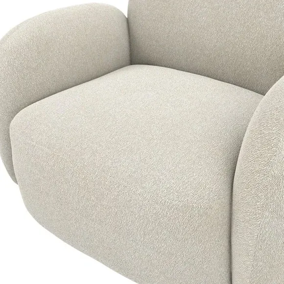 Curved Occasional Armchair - Bone, Fabric
