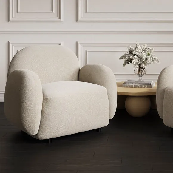 Curved Occasional Armchair - Bone, Fabric image
