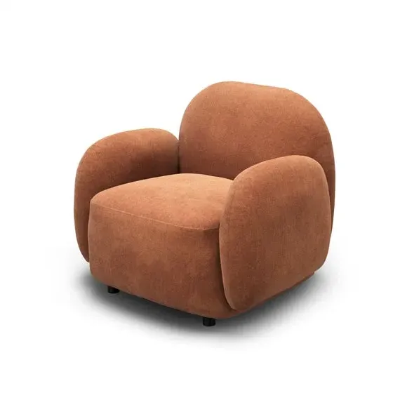 Curved Occasional Armchair - Rust, Fabric