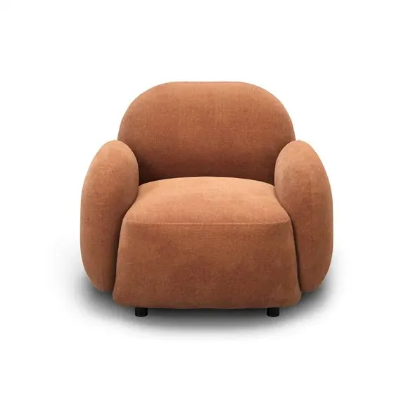 Curved Occasional Armchair - Rust, Fabric
