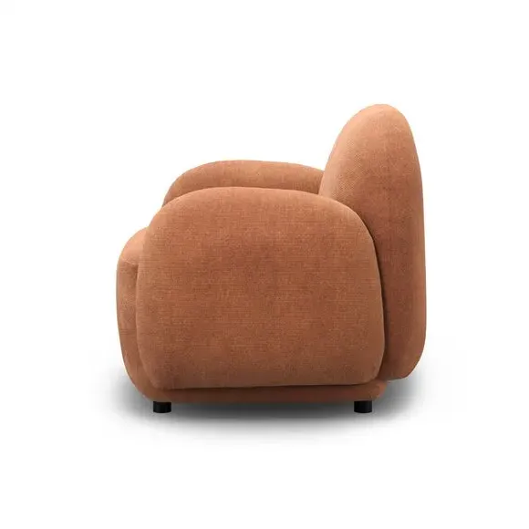 Curved Occasional Armchair - Rust, Fabric
