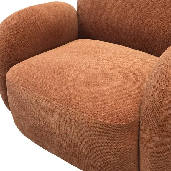 Curved Occasional Armchair - Rust, Fabric