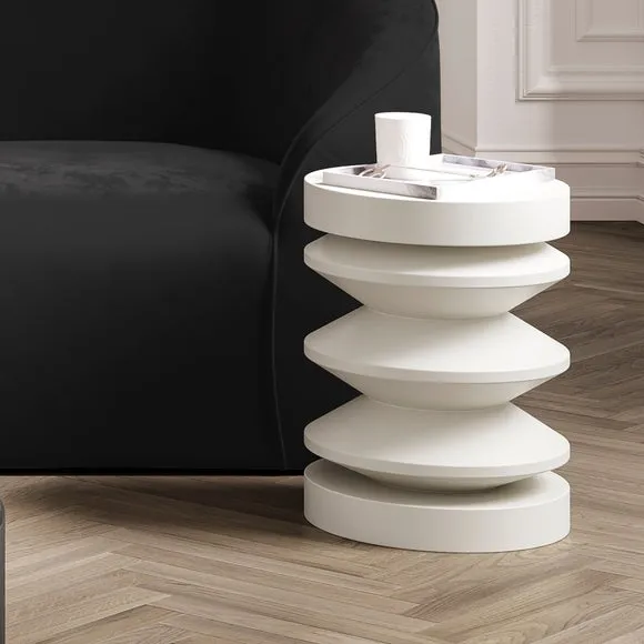 Curved Side Table - White, Wood image