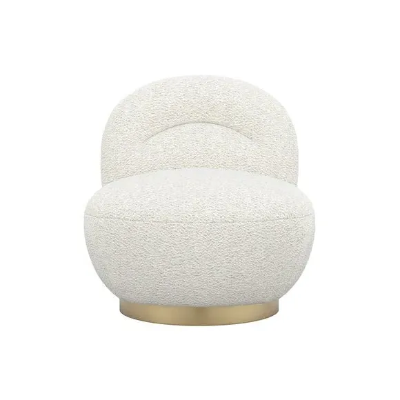 Curved Swivel Chair - Ivory, Boucle