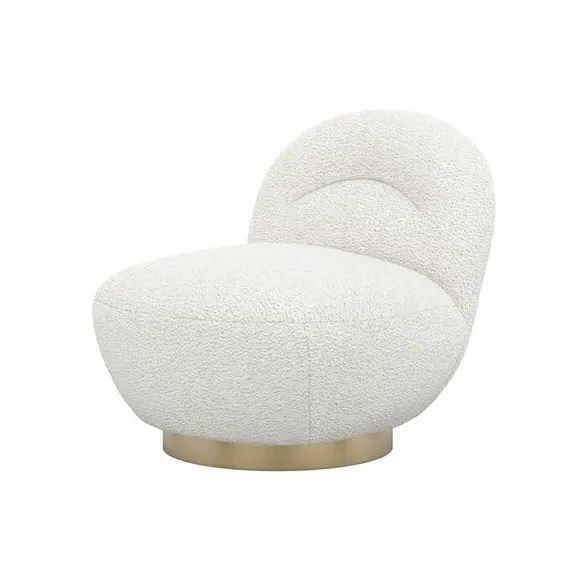 Curved Swivel Chair - Ivory, Boucle