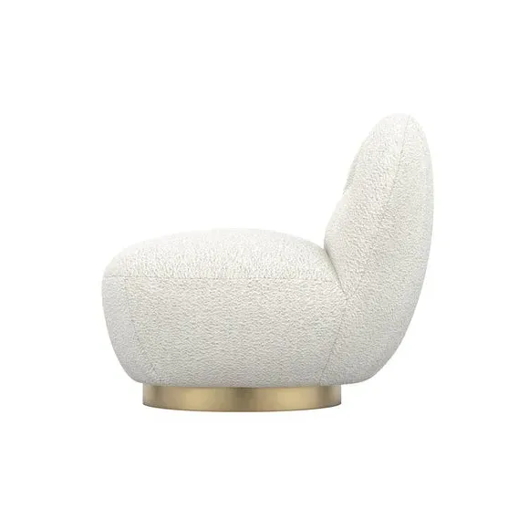 Curved Swivel Chair - Ivory, Boucle