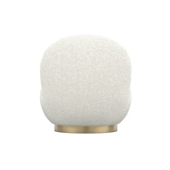 Curved Swivel Chair - Ivory, Boucle