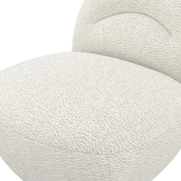 Curved Swivel Chair - Ivory, Boucle