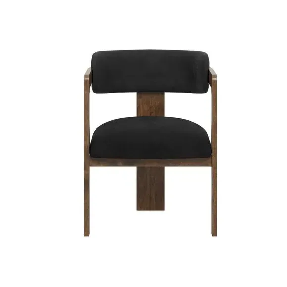 Dining Chair with 3-Leg Design - Walnut, Velvet