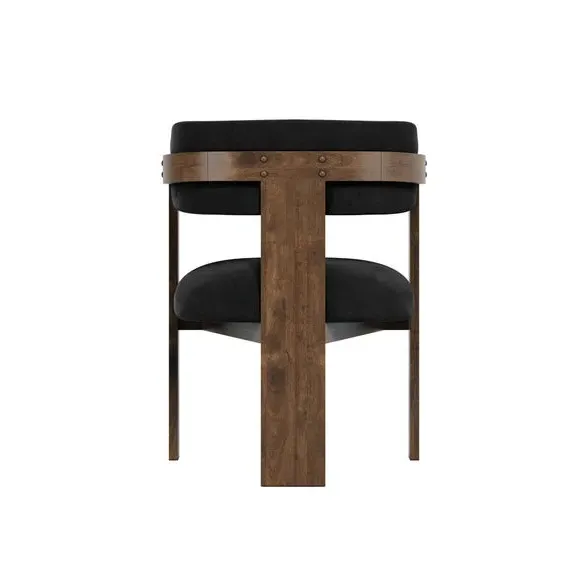 Dining Chair with 3-Leg Design - Walnut, Velvet