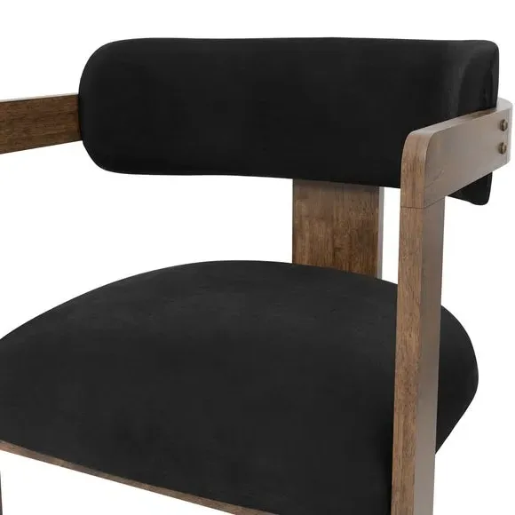Dining Chair with 3-Leg Design - Walnut, Velvet