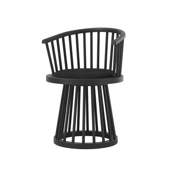 Dining Chair with Curved Back - Black, Velvet