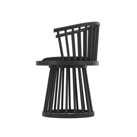 Dining Chair with Curved Back - Black, Velvet