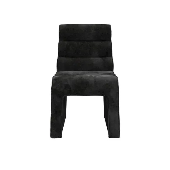 Dining Chair with Ribbed Design - Black, Chenille