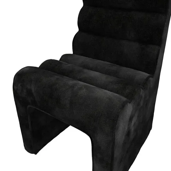 Dining Chair with Ribbed Design - Black, Chenille