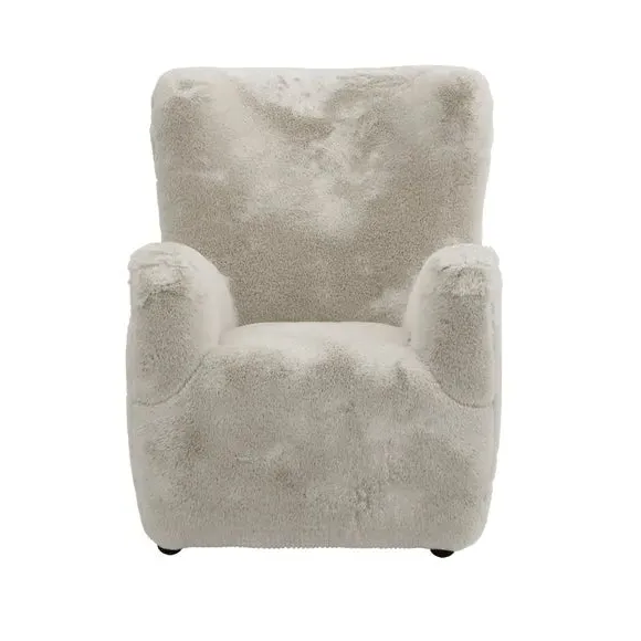High Back Chair - Grey, Faux Fur