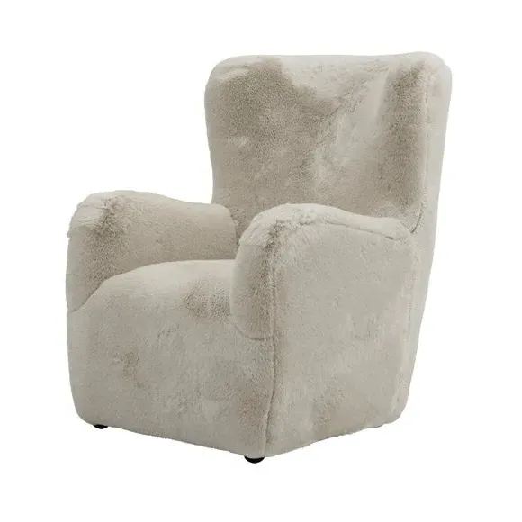 High Back Chair - Grey, Faux Fur