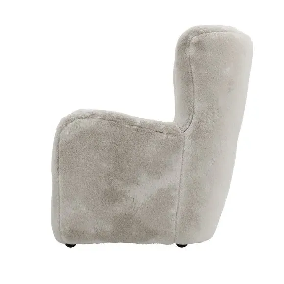 High Back Chair - Grey, Faux Fur